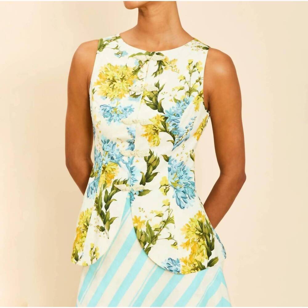 NEW MESTIZA NEW YORK annelise tailored vest in verdant blooms